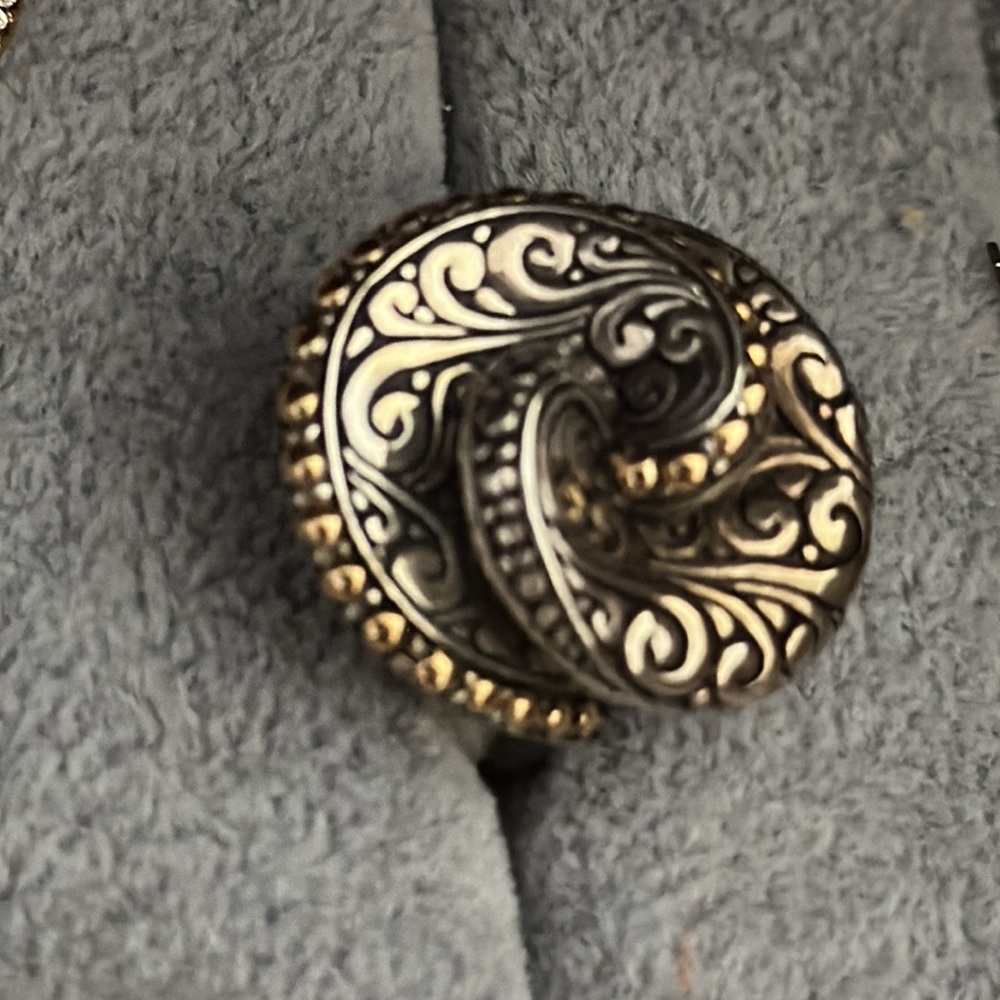18k Yellow Gold BALINESE SWIRL RING artisan Yellow Gold Silver 925 Scroll ring - Picture 10 of 16